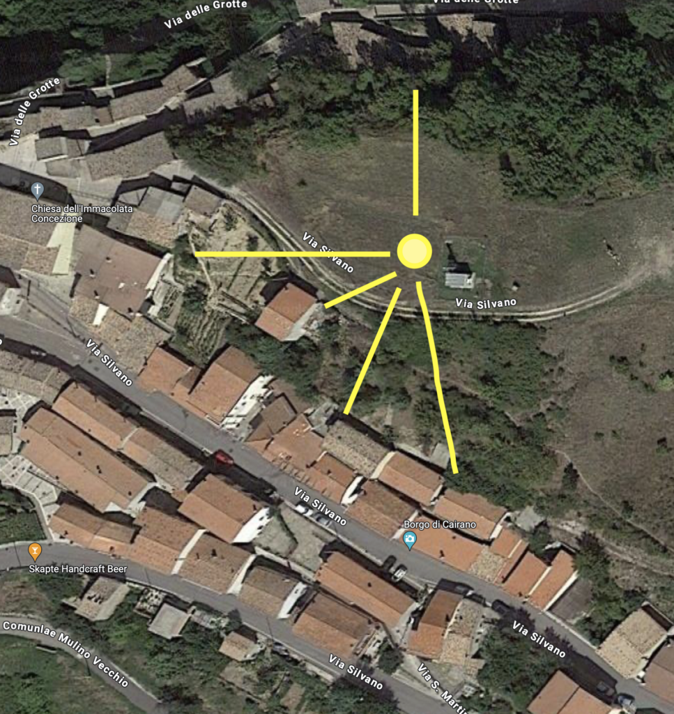 Cairano, la mappa della zona in cui è stato installato il traliccio per antenne