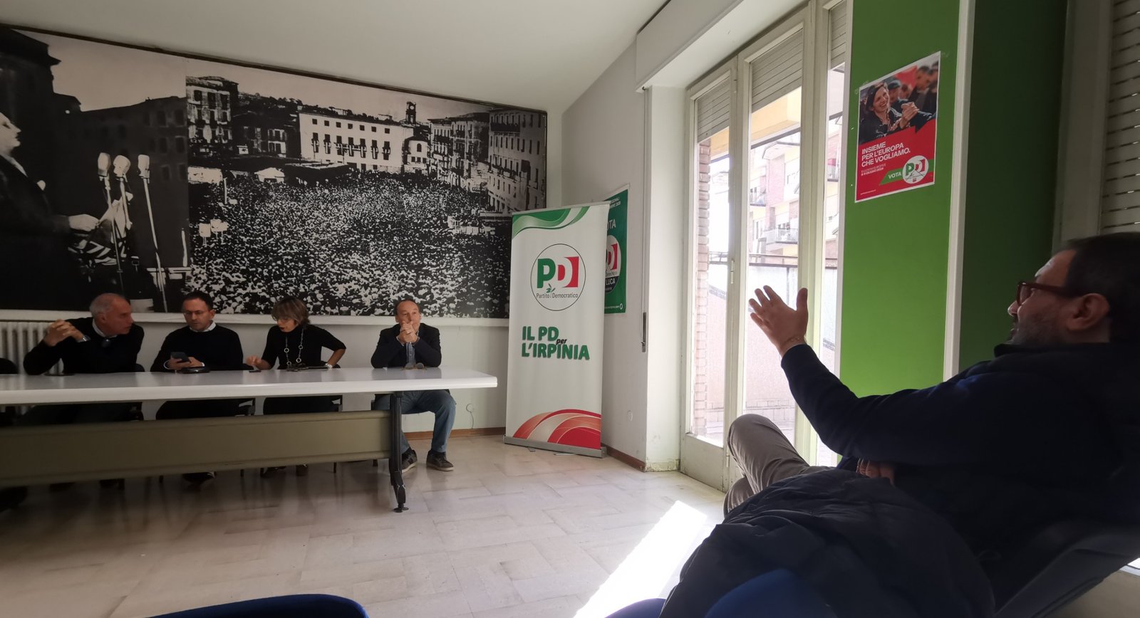 Pd, conferenza stampa nella sede di via Tagliamento (Giordano, Cipriano, Ambrosone, Gengaro e Pizza)