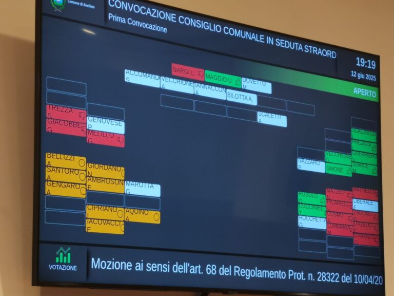 Consiglio comunale Avellino votazione tabellone elettronico