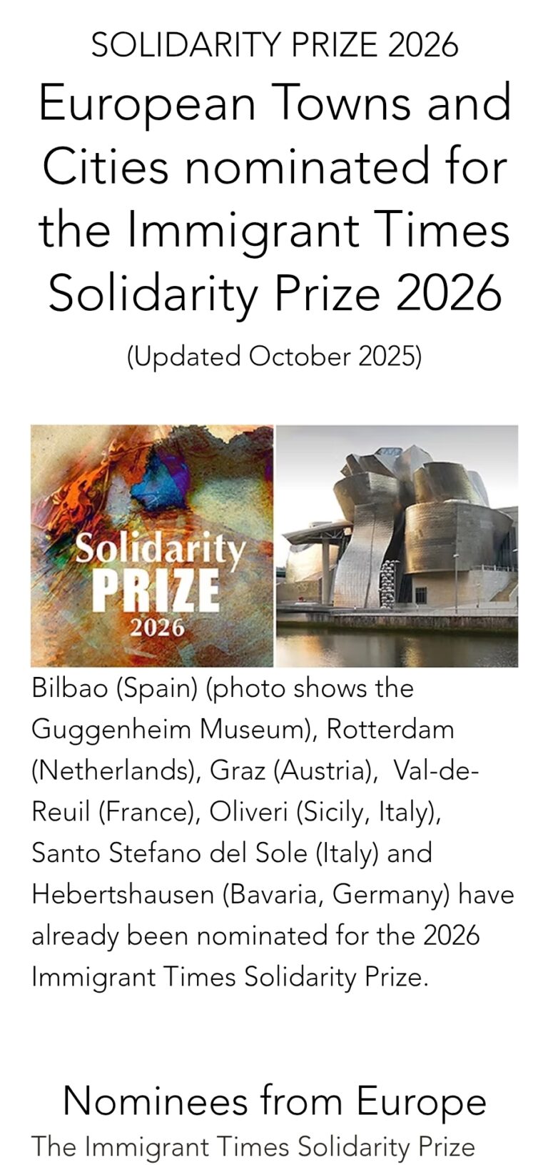Santo Stefano del Sole premio Immigrant Time locandina