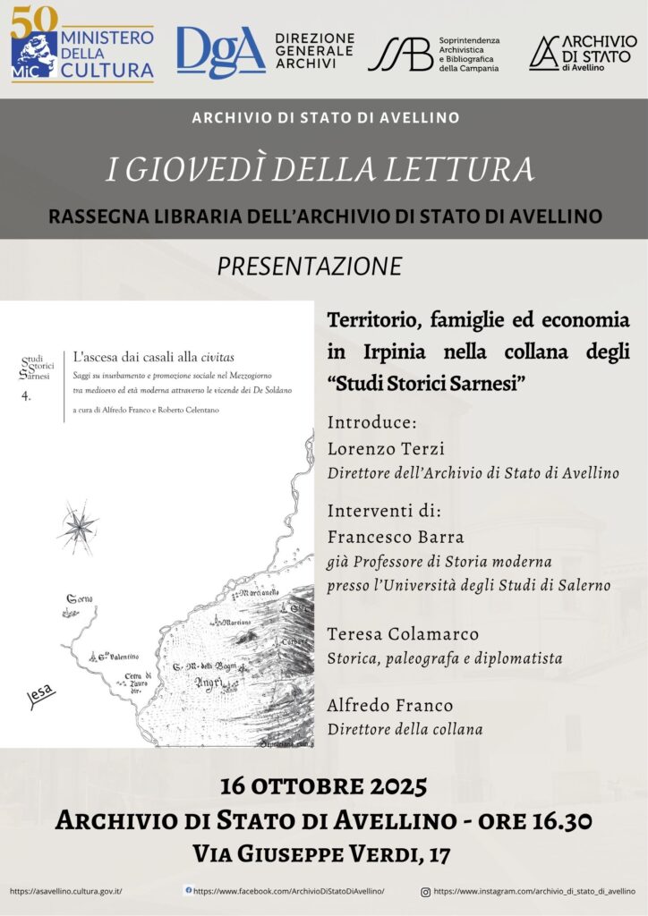 archivio di stato avellino giovedì della lettura locandina