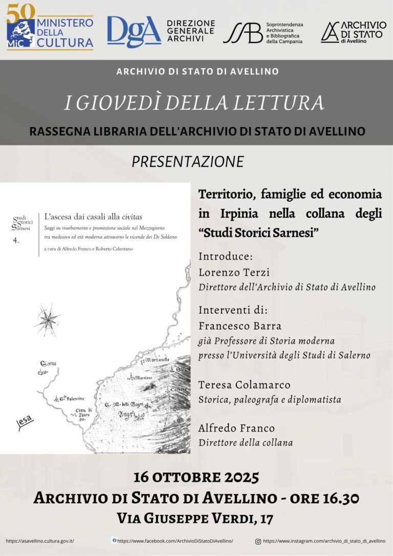 archivio di stato avellino giovedì della lettura locandina