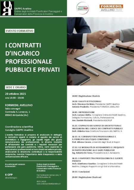 ordine architetti locandina contratti professionali