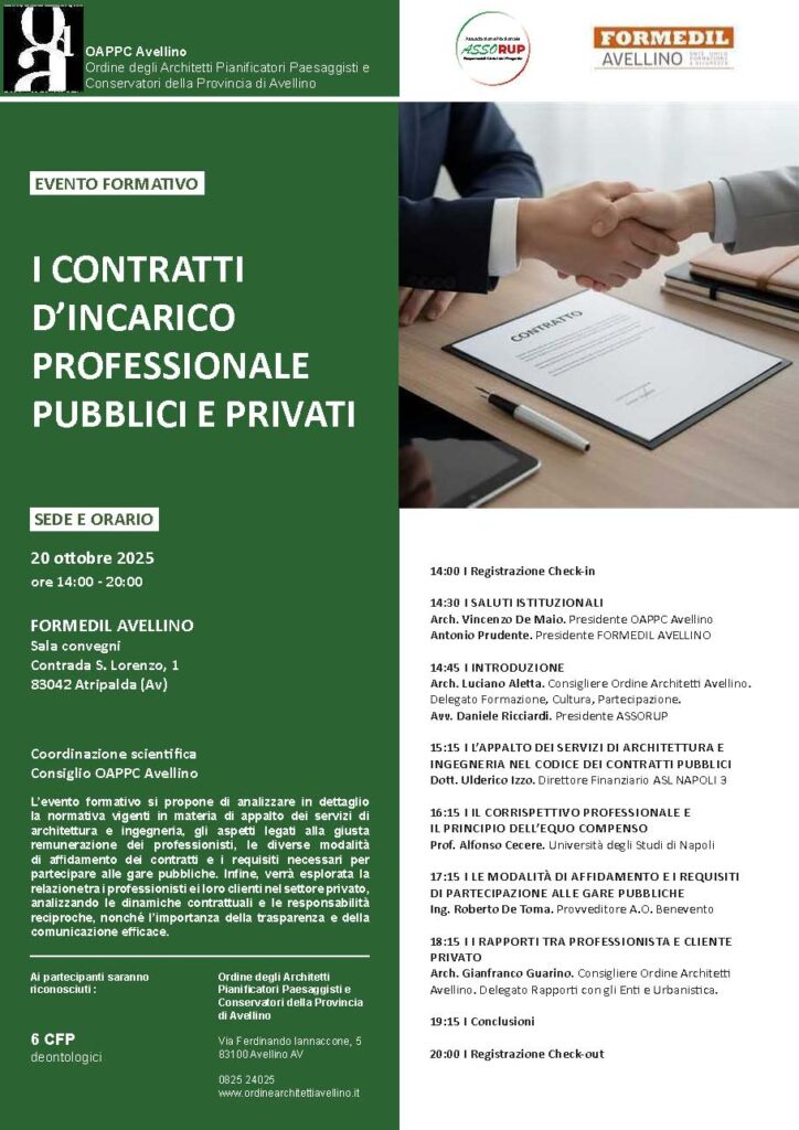 ordine architetti locandina contratti professionali