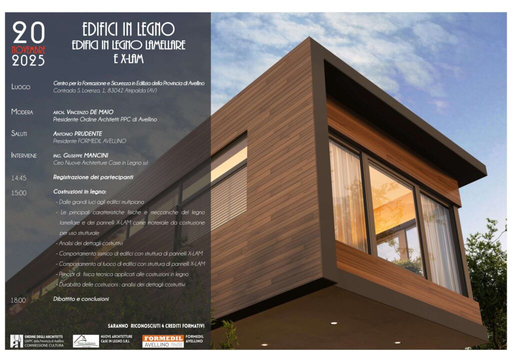 Archtetti Avellino convegno Atripalda edifici in legno locandina
