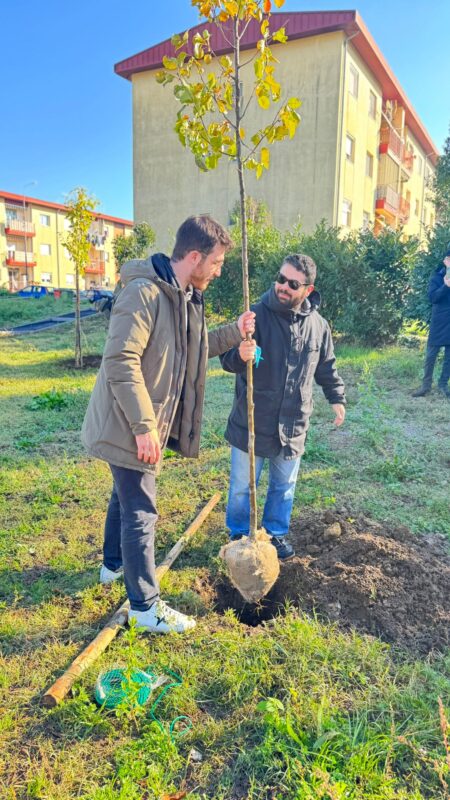 Festa dell’albero, piantati quattro alberi di pero fiorito a Contrada Quattrograna. Legambiente: necessario coinvolgere le periferie