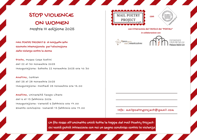 Giornata contro la violenza sulle donne, Mail Poetry Project: un filo rosso collega Prato e Avellino Mail poetry project