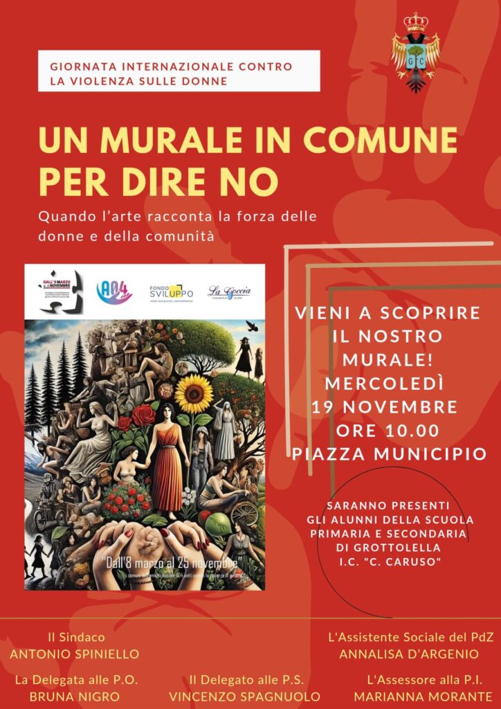 Grottolella, un Murale in Comune per dire no: l’arte racconta la forza delle donne