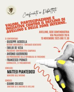 Piantedosi a Confindustria locandina Blue Yellow Red Bold Campaign Season Election Instagram Post