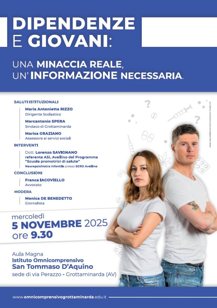 Dipendenze e giovani, il convegno all’Istituto Omnicomprensivo San Tommaso D’Aquino di Grottaminarda