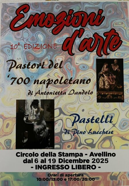 Al Circolo della stampa “Emozioni d’arte”, dai pastelli di Lucchese ai pastori di Iandolo