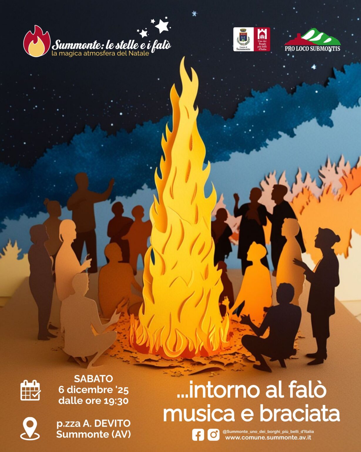 “Summonte, le stelle e i falò”: weekend di magia, tradizione e cultura per il Natale 2025 Summonte, le stelle e i falò locandina