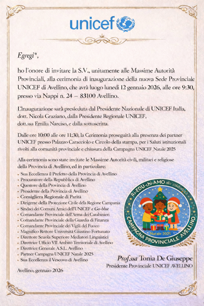 Unicef sede Avellino inaugurazione locandina