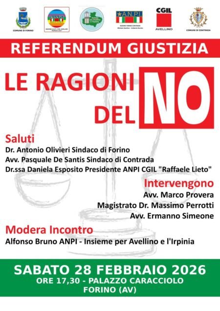 Referendum giustizia, la sezione Anpi di Forino-Contrada promuove un confronto sulle ragioni del No