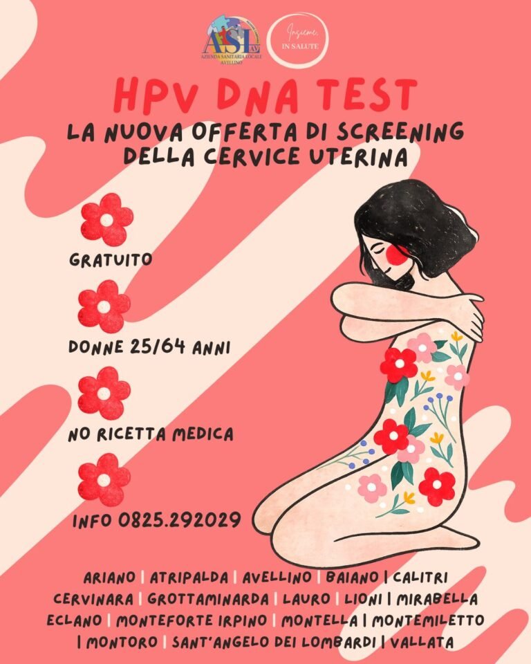 Asl Avellino locandina HPV DNA test Screening della cervice uterina