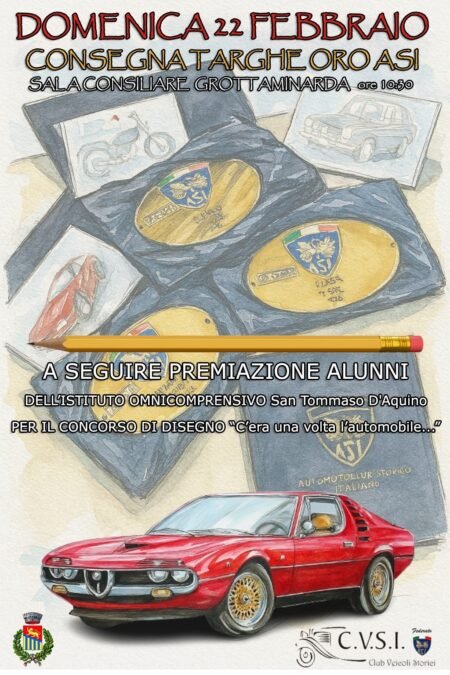 C’era una volta l’automobile” Premiati a Grottaminarda i disegni degli studenti dell’Istituto Omnicomprensivo dal Club Irpino Veicoli Storici