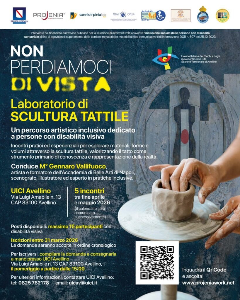 Non perdiamoci di vista, ad Avellino un laboratorio di scultura tattile dedicato a persone con disabilità visiva