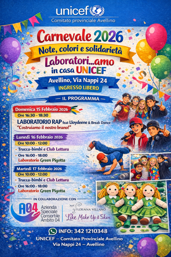 Carnevale, al via i laboratori creativi promossi dall’Unicef
