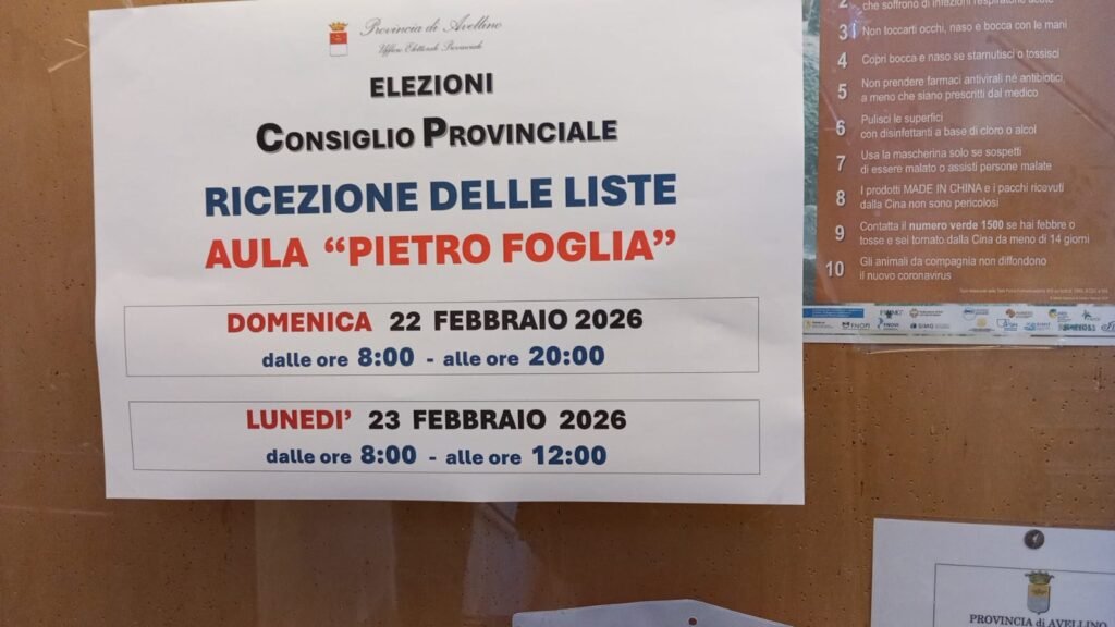 ricezione liste elettorali provincia avellino 23 feb 2026
