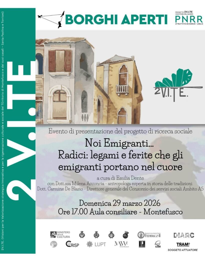 Montefusco locandina Borghi Aperti evento Emigranti